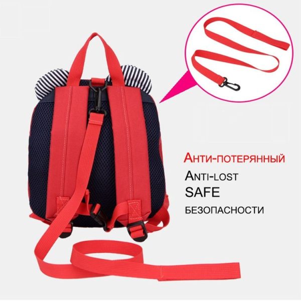 Children Anti-lost Backpack Toddler Cartoon School Bag (Red) - Image 7