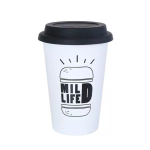 Black White Stainless Steel Silicone Mugs Hand Cup With Straw Lid Cup Sleeve Tea Milk Cups Home Office School Gift, Capacity: 301-400ml (Hamburger White)