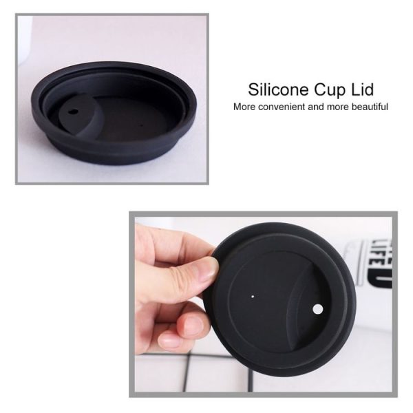 Black White Stainless Steel Silicone Mugs Hand Cup With Straw Lid Cup Sleeve Tea Milk Cups Home Office School Gift, Capacity: 301-400ml (Hamburger White) - Image 3