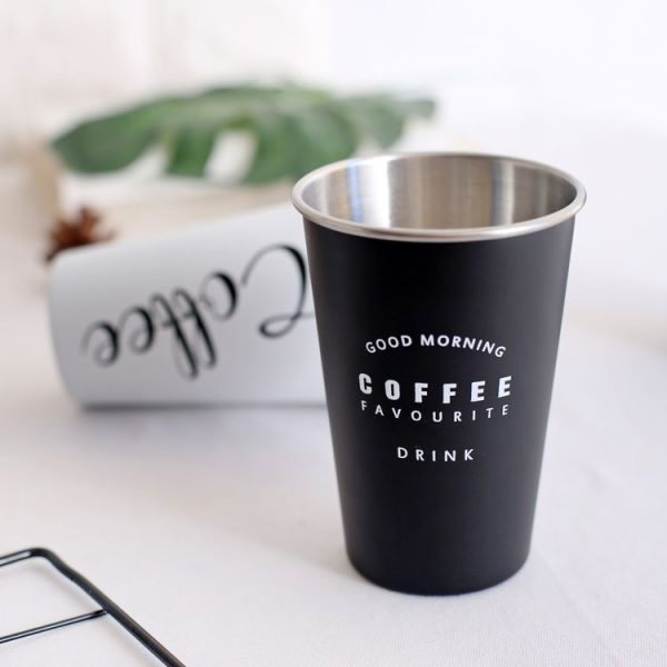 Black White Stainless Steel Silicone Mugs Hand Cup With Straw Lid Cup Sleeve Tea Milk Cups Home Office School Gift, Capacity: 301-400ml (Hamburger White) - Image 4