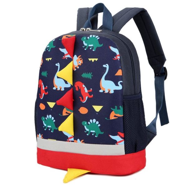 Backpack Cute Cartoon Dinosaur School Bags for Children (Navy)