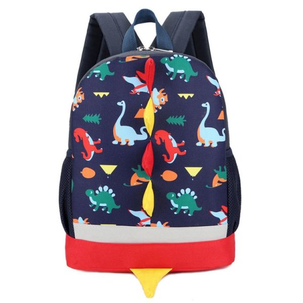 Backpack Cute Cartoon Dinosaur School Bags for Children (Navy) - Image 2
