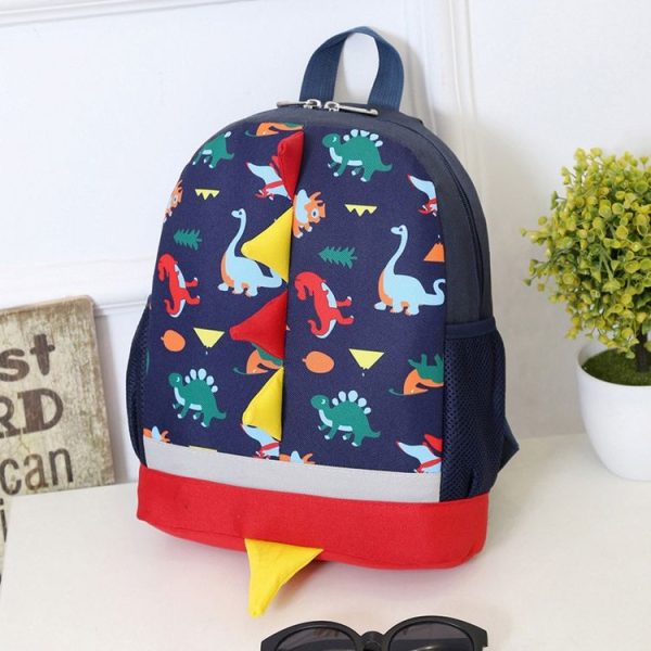 Backpack Cute Cartoon Dinosaur School Bags for Children (Navy) - Image 3