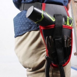 Portable Cordless Drill Holder Drill Cordless Screwdriver Waist Power Tool Bag Drill Waist Tool Belt Bag (Red)