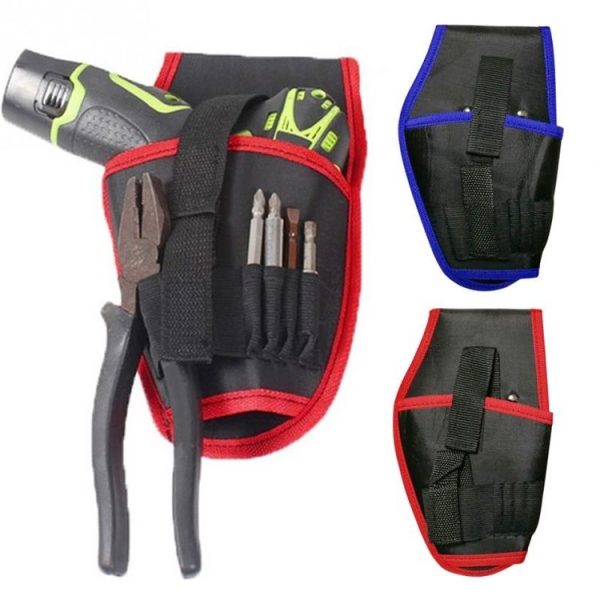 Portable Cordless Drill Holder Drill Cordless Screwdriver Waist Power Tool Bag Drill Waist Tool Belt Bag (Red) - Image 4