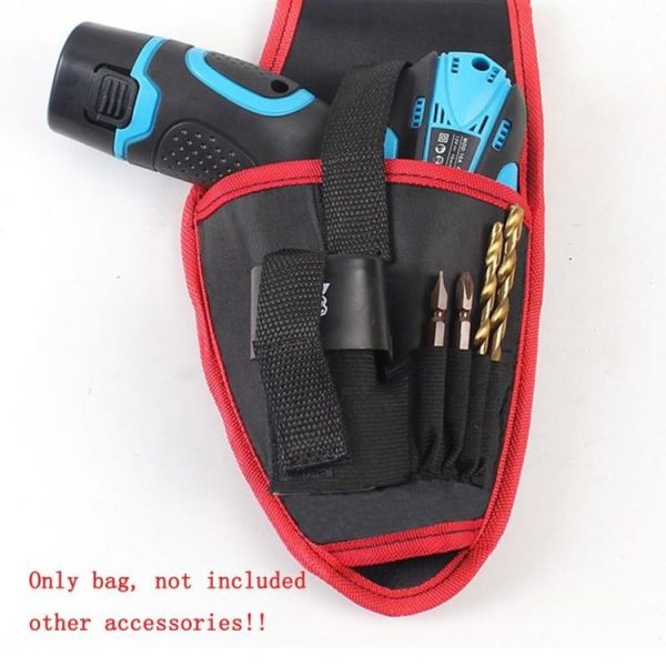 Portable Cordless Drill Holder Drill Cordless Screwdriver Waist Power Tool Bag Drill Waist Tool Belt Bag (Red) - Image 5