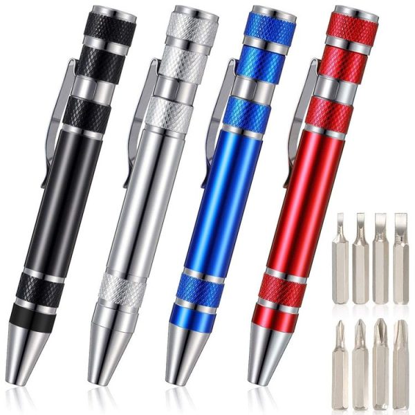 8 In 1 Multifunctional Mini Aluminum Tool Pen Screwdriver Set (Black) - Image 2