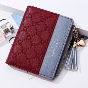 Cute Fashion Purse Leather Long Zip Wallet Coin Card Holder Soft Leather Phone Card Female Clutch (Red)