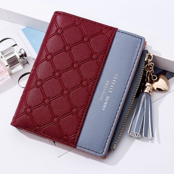 Cute Fashion Purse Leather Long Zip Wallet Coin Card Holder Soft Leather Phone Card Female Clutch (Red)