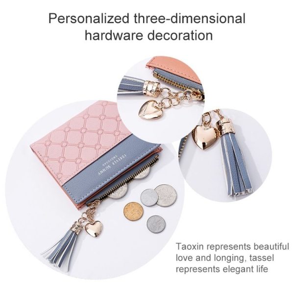 Cute Fashion Purse Leather Long Zip Wallet Coin Card Holder Soft Leather Phone Card Female Clutch (Red) - Image 3