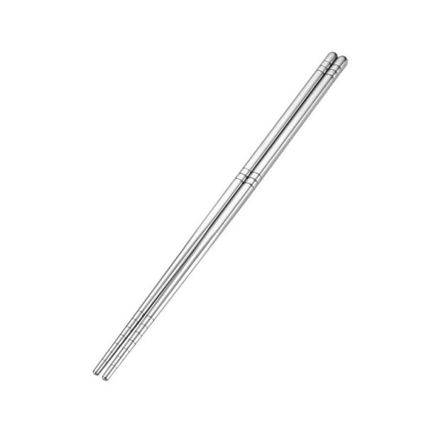 1 Pair Stainless Steel Tableware Colorful Reusable Metal Chopsticks Dishware, Length: 23cm (Silver)