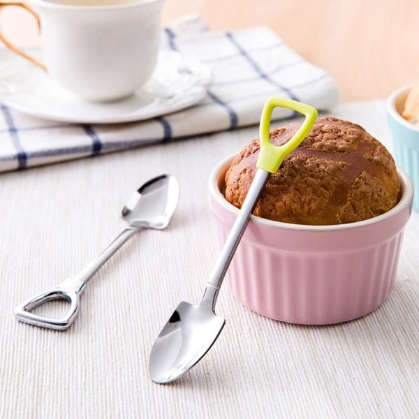 3 PCS Stainless Steel Shovel Shape Tea Coffee Sugar Spoon Ice Cream Dessert Spoon (Small Green) - Image 4
