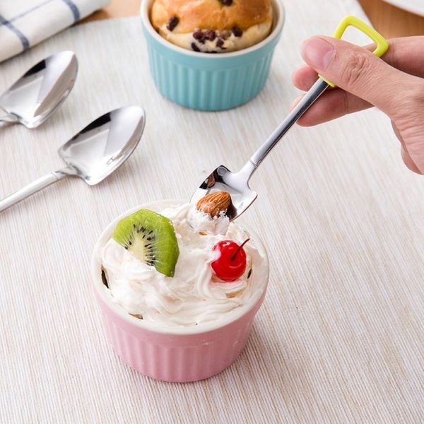 3 PCS Stainless Steel Shovel Shape Tea Coffee Sugar Spoon Ice Cream Dessert Spoon (Small Green) - Image 5