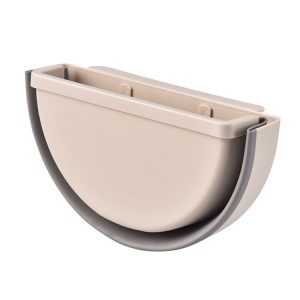Household Kitchen Office Car Free Punch Hanging Foldable Trash Bin (Beige)