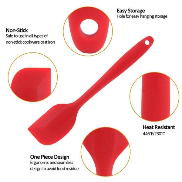 Kitchen Silicone Cream Cake Spatula Mixing Scraper Brush Butter Mixer Brushes Baking Tool Kitchenware (Red) - Image 3