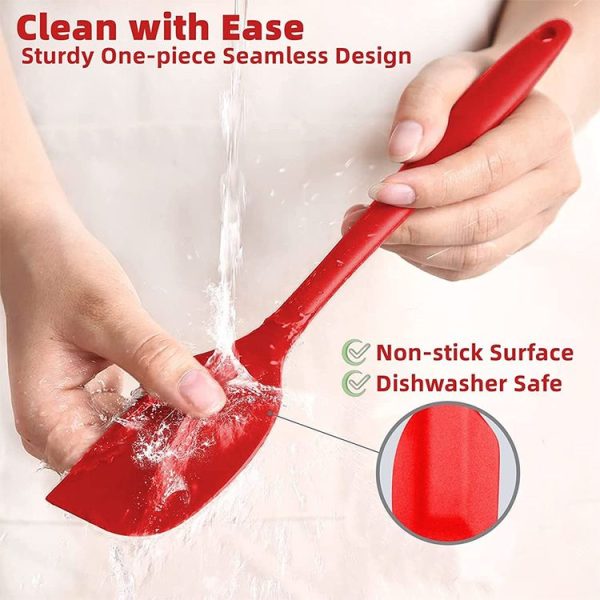 Kitchen Silicone Cream Cake Spatula Mixing Scraper Brush Butter Mixer Brushes Baking Tool Kitchenware (Red) - Image 4