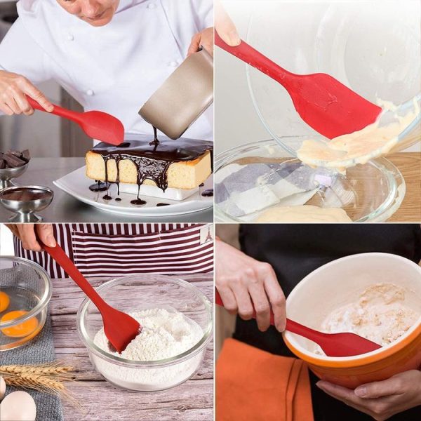 Kitchen Silicone Cream Cake Spatula Mixing Scraper Brush Butter Mixer Brushes Baking Tool Kitchenware (Red) - Image 7
