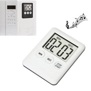 Super Thin LCD Digital Screen Kitchen Timer Cooking Count Up Countdown Alarm Magnet Clock (White)