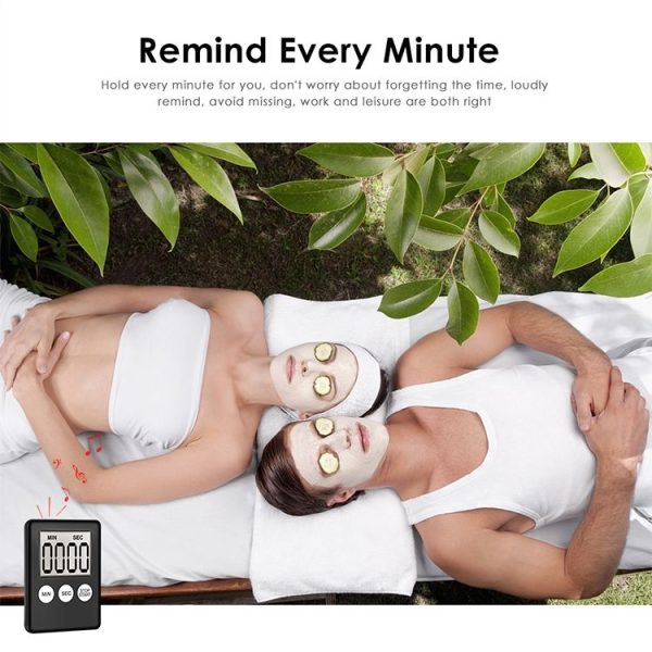 Super Thin LCD Digital Screen Kitchen Timer Cooking Count Up Countdown Alarm Magnet Clock (White) - Image 3