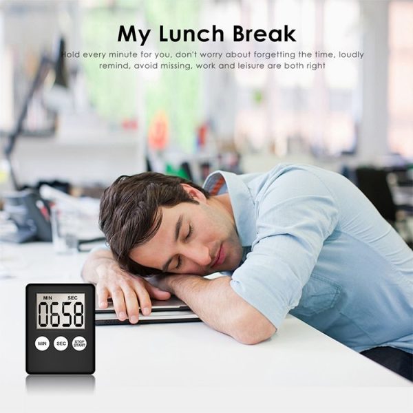 Super Thin LCD Digital Screen Kitchen Timer Cooking Count Up Countdown Alarm Magnet Clock (White) - Image 4
