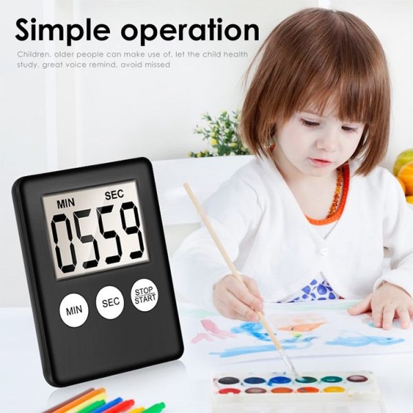 Super Thin LCD Digital Screen Kitchen Timer Cooking Count Up Countdown Alarm Magnet Clock (White) - Image 7