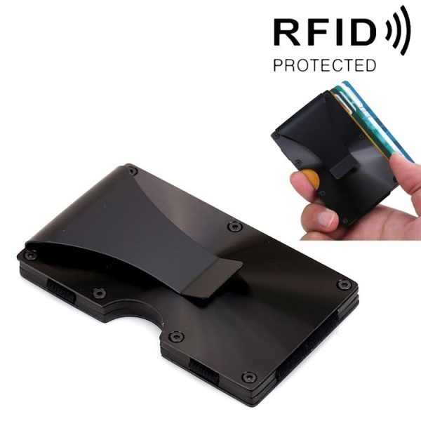 X-11D Ultra-thin Business Card Holder Aluminum Credit Card Metal Anti-magnetic Wallet (Black)