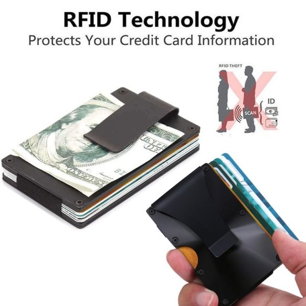 X-11D Ultra-thin Business Card Holder Aluminum Credit Card Metal Anti-magnetic Wallet (Black) - Image 6