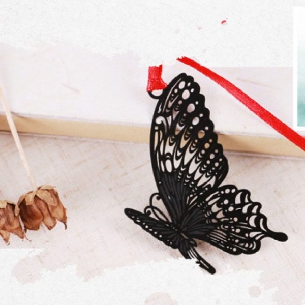 2 PCS Ferrous Metal Bookmarks Creative Stationery Gifts Butterfly - Image 3
