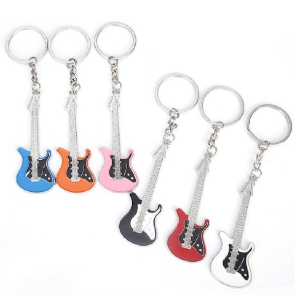 2 PCS Creative Guitar Keychain Metal Musical Instrument Pendant (Blue) - Image 4