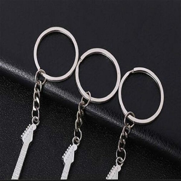 2 PCS Creative Guitar Keychain Metal Musical Instrument Pendant (Blue) - Image 5