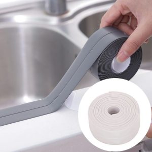 Durable PVC Material Waterproof Mold Proof Adhesive Tape Kitchen Bathroom Wall Sealing Tape, Width: 3.8cm x 3.2m (White)