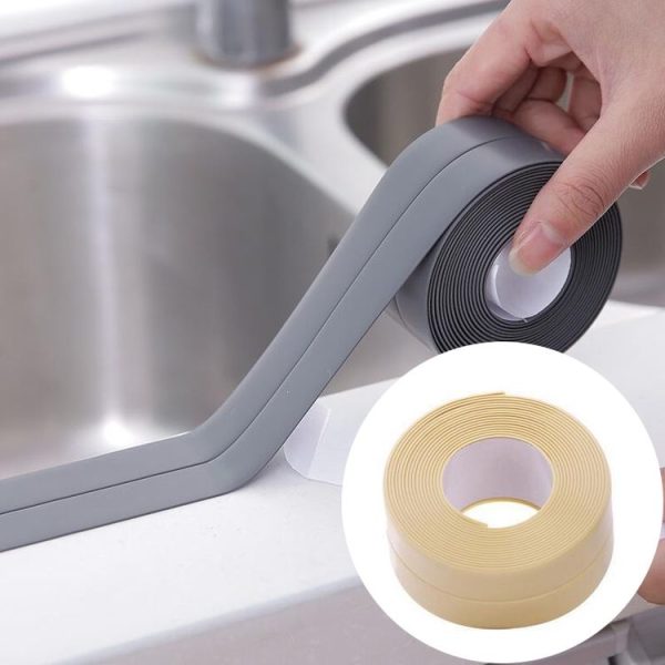 Durable PVC Material Waterproof Mold Proof Adhesive Tape Kitchen Bathroom Wall Sealing Tape, Width: 2.2cm x 3.2m (Beige)