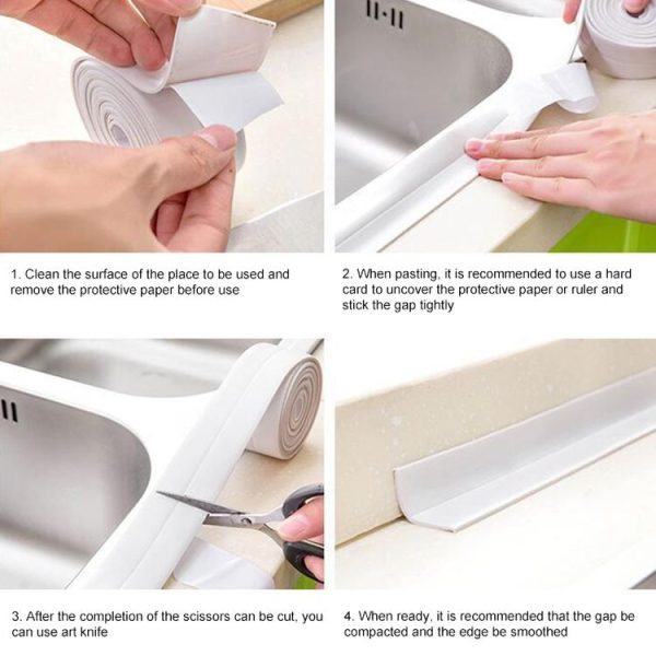 Durable PVC Material Waterproof Mold Proof Adhesive Tape Kitchen Bathroom Wall Sealing Tape, Width: 2.2cm x 3.2m (Beige) - Image 4