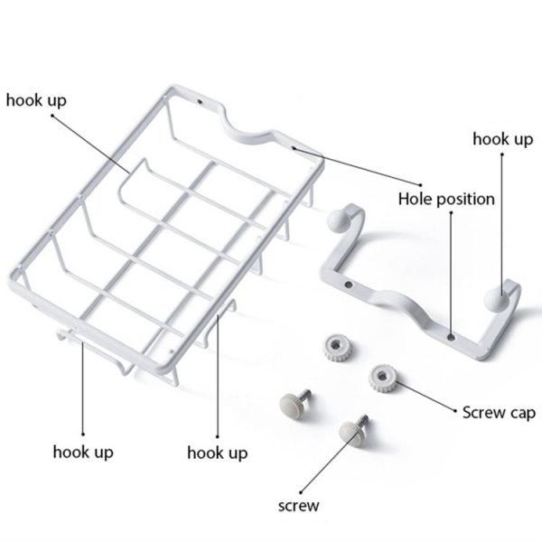 Faucet Rack Kitchen Rag Storage Drain Box Bathroom Bath Soap Cosmetic Storage Shelf Sink Hanging Basket (White) - Image 5