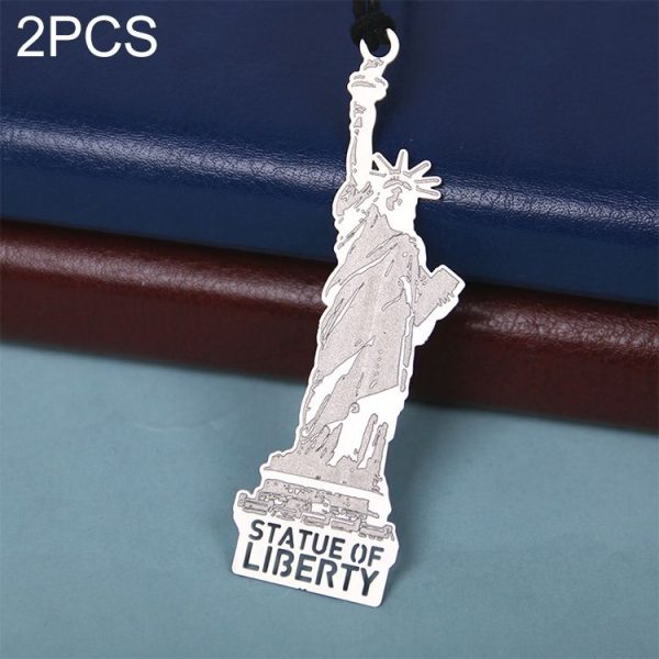 2 PCS Classic Architectural Historical Sites Metal Bookmarks Office Supplies (Statue of Liberty)
