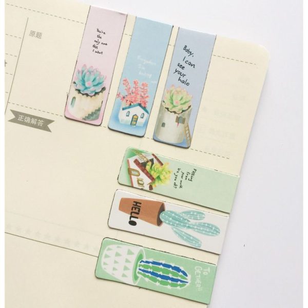 4 Sets Green Plants Creative Double-sided Magnetic Bookmark, Style Random Delivery - Image 3
