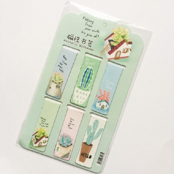4 Sets Green Plants Creative Double-sided Magnetic Bookmark, Style Random Delivery - Image 5