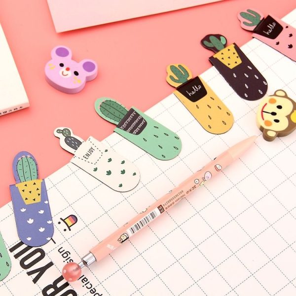 4 Sets Cactus Magnetic Multi-function Bookmark School Office Stationery