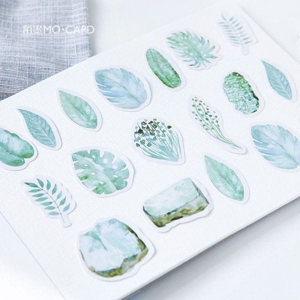 2 Sets Mint Leaf Decorative Sticker Diary Memo Pad Diary Stickers Pack - Image 5
