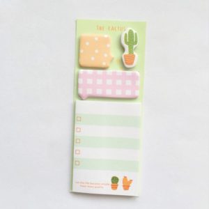 4 Sets Cactus Cute Memo Pad Notepad Self-adhesive Sticky Notes Planner Stickers School Stationery Supplies (Green shade)