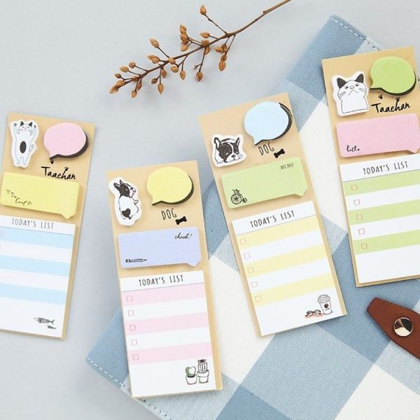 4 Sets Cactus Cute Memo Pad Notepad Self-adhesive Sticky Notes Planner Stickers School Stationery Supplies (Green shade) - Image 3