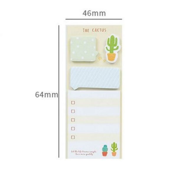 4 Sets Cactus Cute Memo Pad Notepad Self-adhesive Sticky Notes Planner Stickers School Stationery Supplies (Green shade) - Image 7