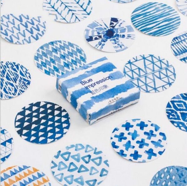 2 PCS Blue Impression Hand Account Sticker 45 Sheets Boxed Stickers Sealing Stickers