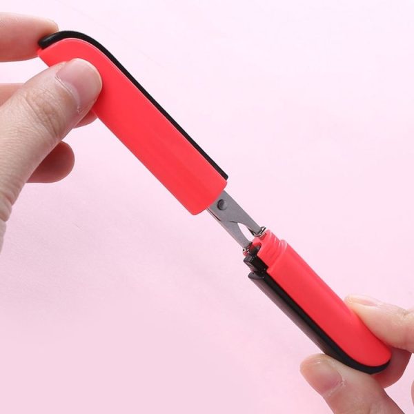Portable Shears Paper Cutting Folding Safety Mini Stationery Scissors (Red) - Image 3