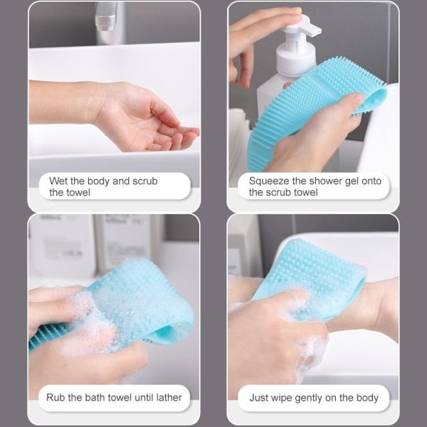 Silicone Massage Pull Strap Bath Brush Powerful Exfoliating Rubbing Bath Artifact (Rose Red) - Image 10