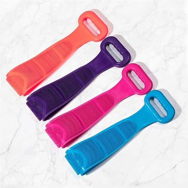 Silicone Massage Pull Strap Bath Brush Powerful Exfoliating Rubbing Bath Artifact (Rose Red) - Image 2