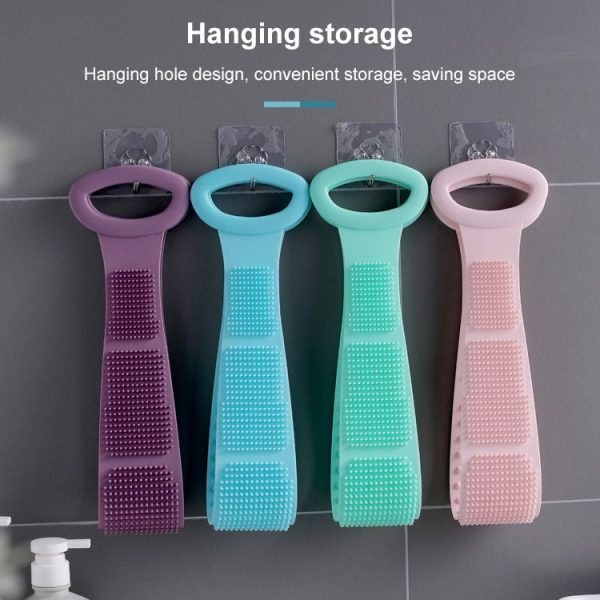 Silicone Massage Pull Strap Bath Brush Powerful Exfoliating Rubbing Bath Artifact (Rose Red) - Image 9