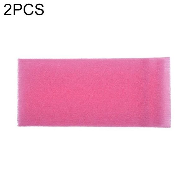 2 PCS Long Nylon Mesh Bath Shower Body Washing Clean Exfoliate Puff Scrubbing Towel Cloth Scrubbers Body Face Wash Cleaning Towel (Pink)