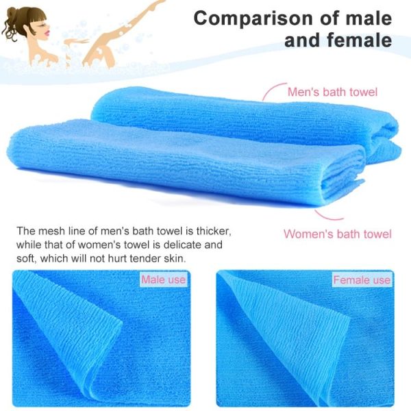 2 PCS Long Nylon Mesh Bath Shower Body Washing Clean Exfoliate Puff Scrubbing Towel Cloth Scrubbers Body Face Wash Cleaning Towel (Pink) - Image 7