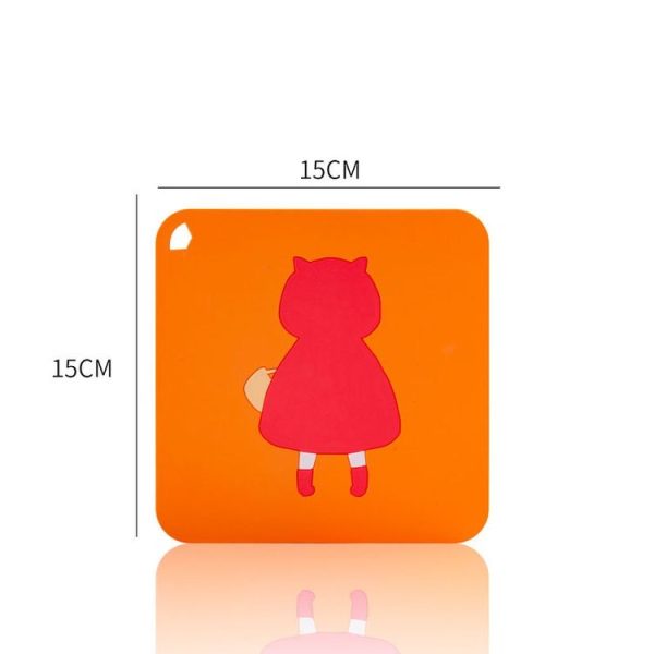 Anti-scald and Heat-resistant Placemats Home Waterproof and Oil-proof Table Mats Silicone Coasters, Size: Large, Style: Little Red Riding Hood - Image 2